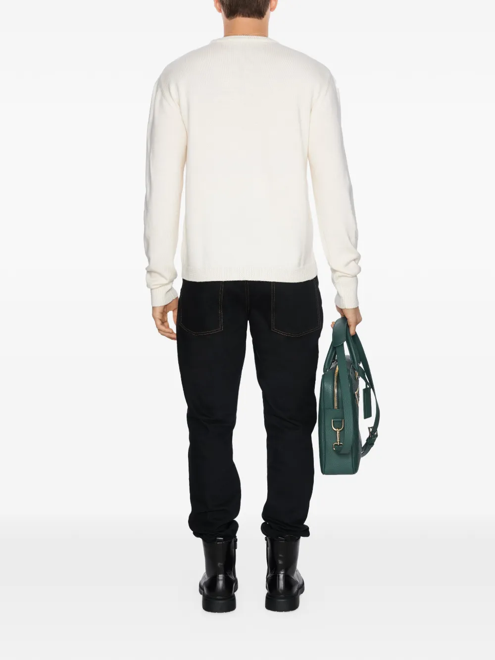 PLACE OF ËLMS Sweater met borduurwerk en ronde hals Beige