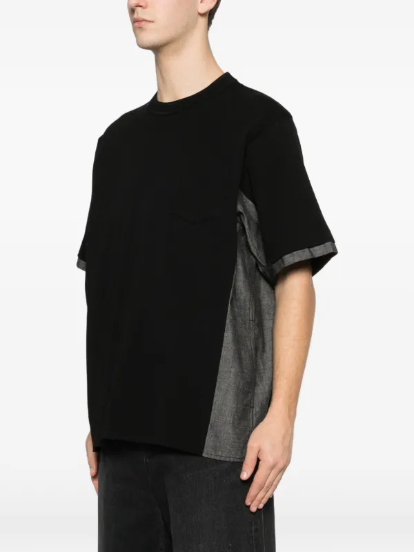 Sacai Pocket colour-block T-shirt | Black | FARFETCH SG