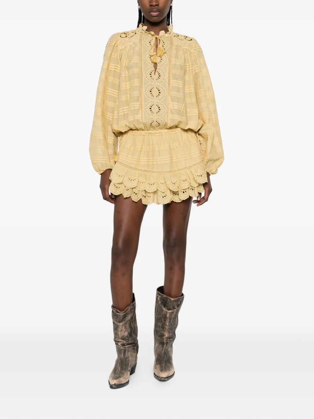 MARANT &Eacute;TOILE long-sleeve ruffled mini dress - Beige