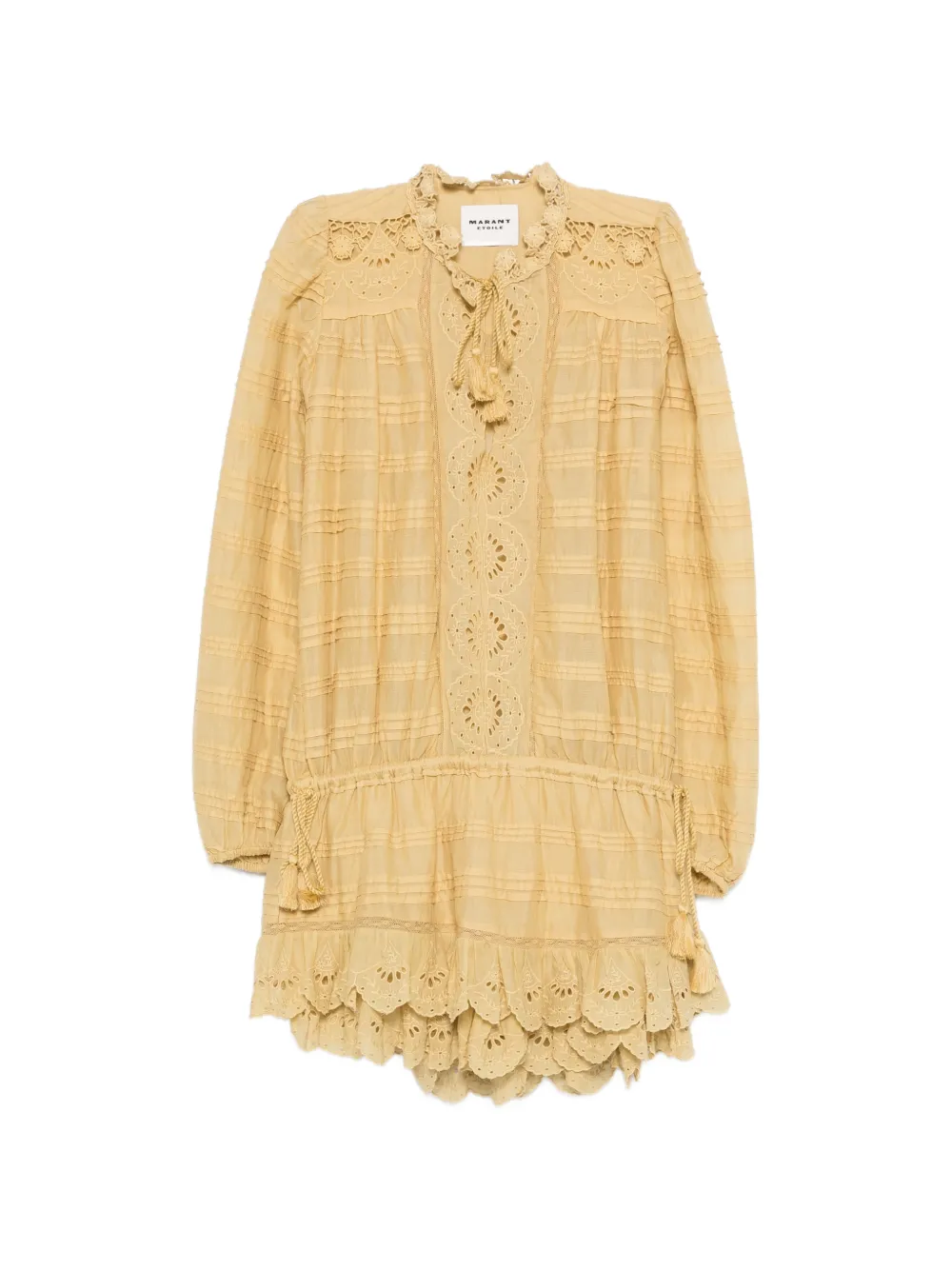 MARANT ÉTOILE long-sleeve ruffled mini dress - Toni neutri