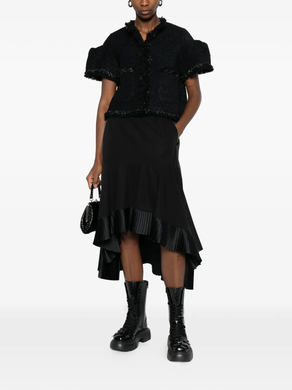  Sacai Fringed Jacket - Black 
