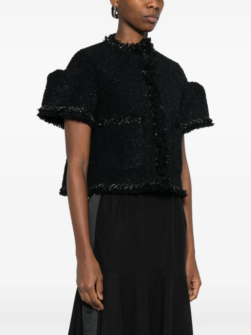  Sacai Fringed Jacket - Black 