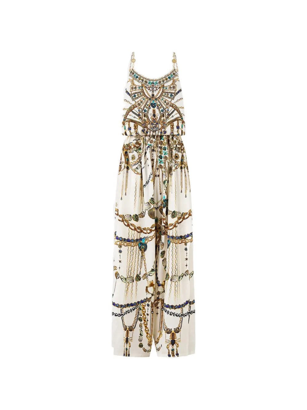 Camilla chain-print jumpsuit - Bianco