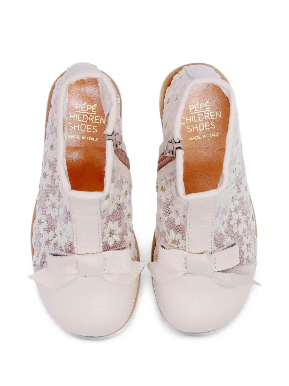Pèpè floral-lace bow-detail boots Beige