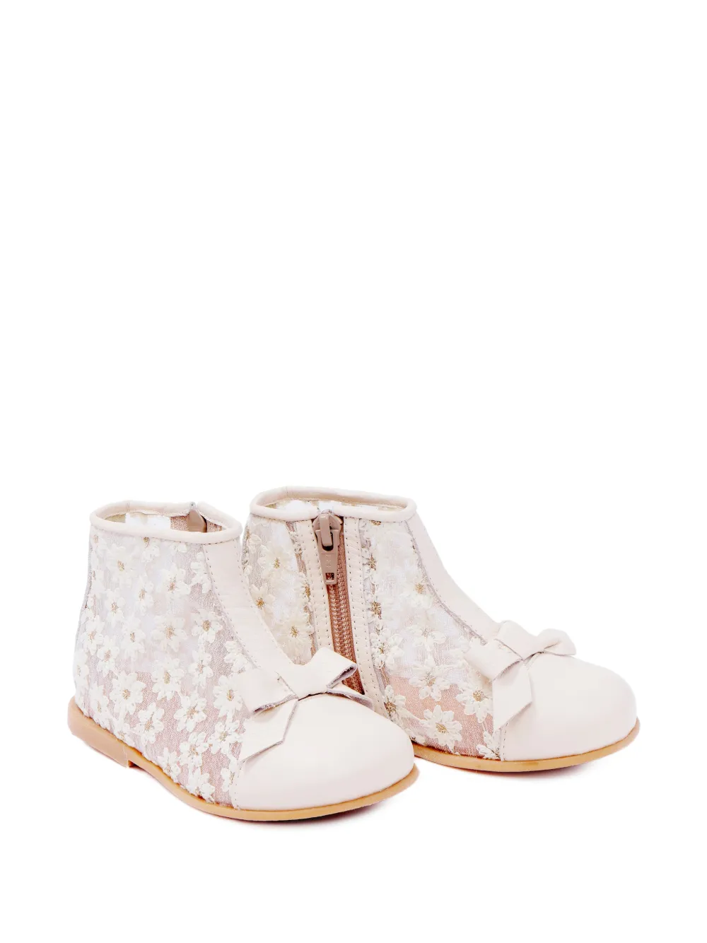 Pèpè floral-lace bow-detail boots - Toni neutri