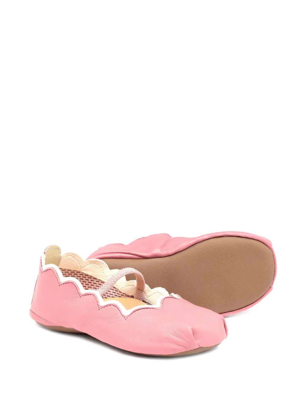 Pèpè scalloped strap slippers Roze