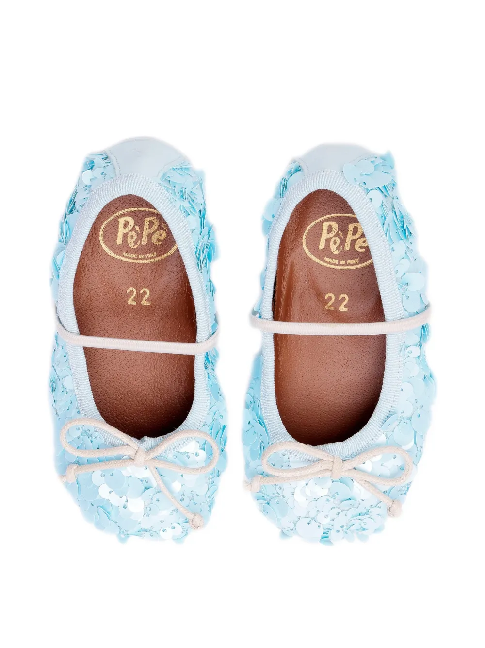 Pèpè Darlyn slippers met pailletten en strik Blauw