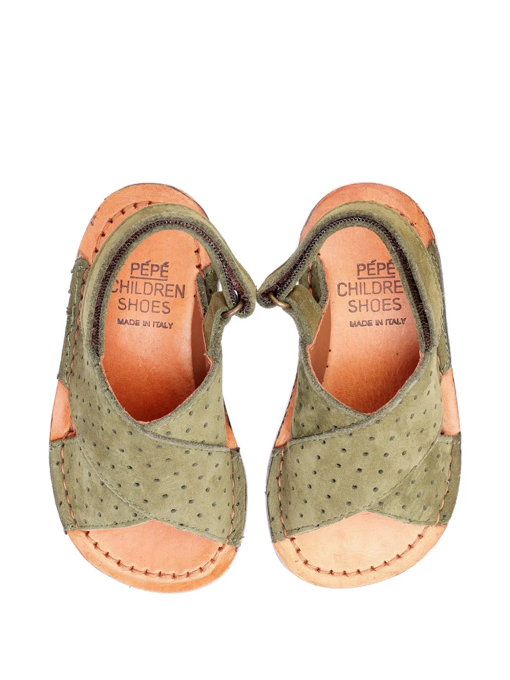 Pèpè Sandalen met geperforeerde details Groen