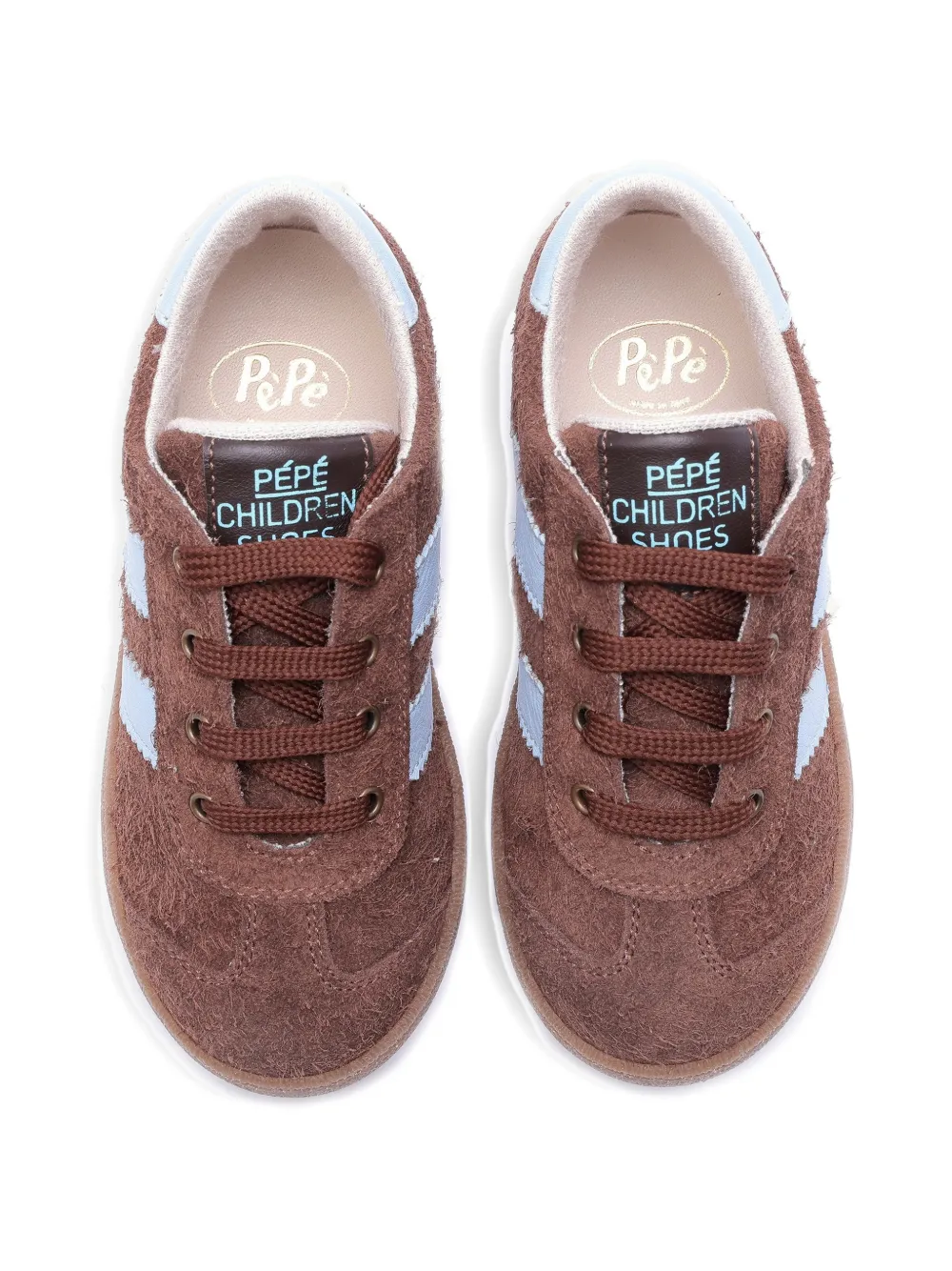Pèpè Gestreepte fluwelen sneakers Bruin