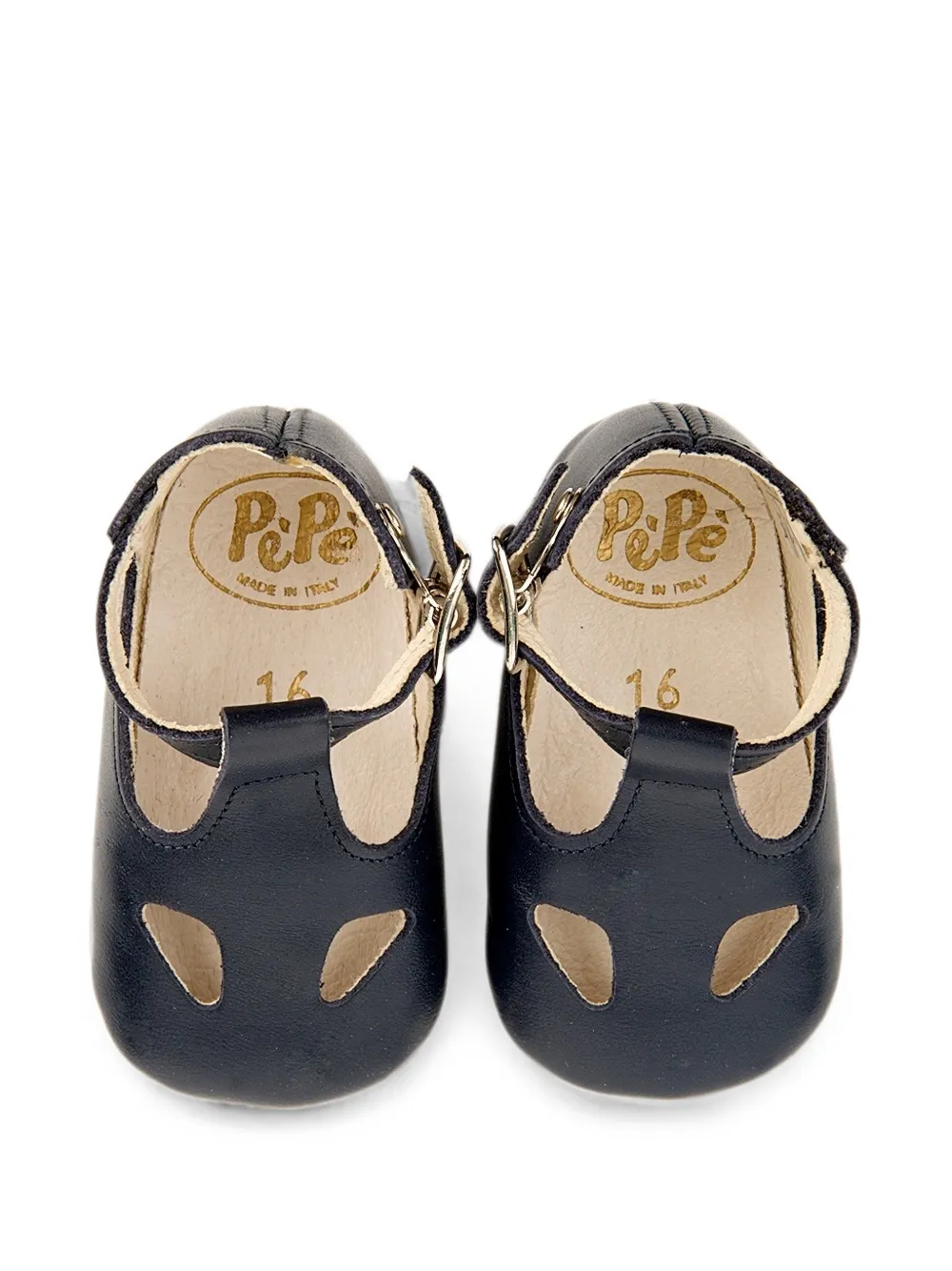 Pèpè T-bar cut-out crib shoes Blauw