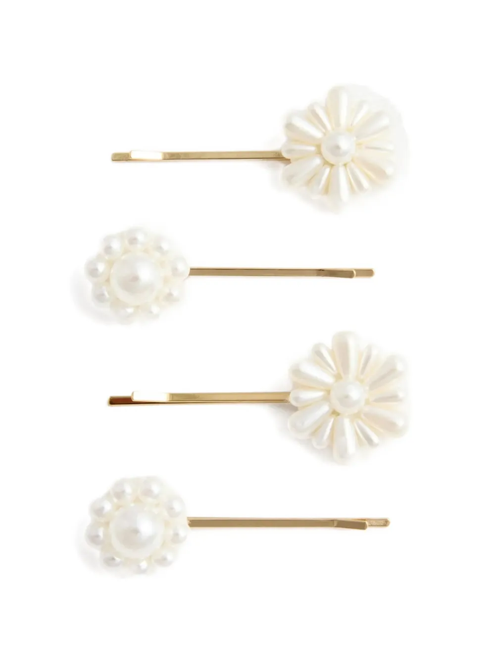 Self-Portrait Kids pearl flower hair clips (set of four) - Oro
