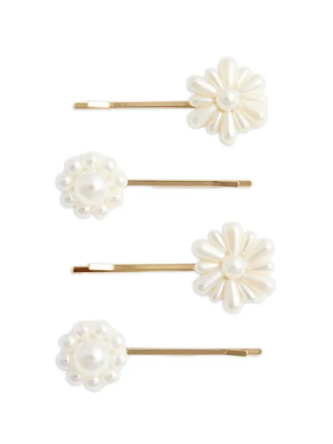 Self-Portrait Kids pearl flower hair clips (set of four)