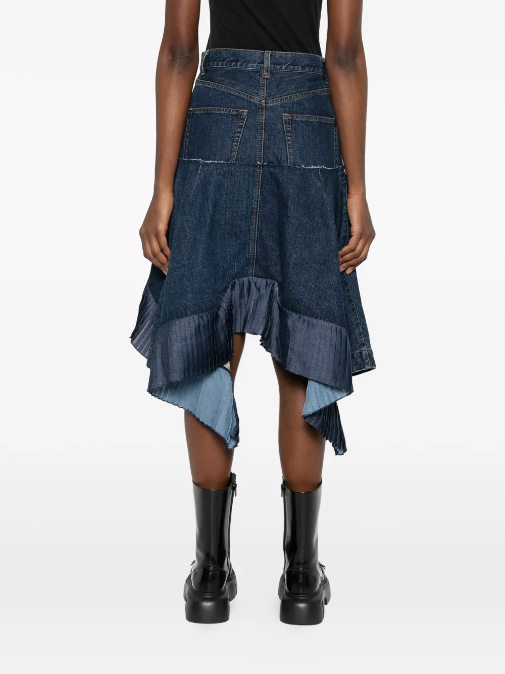 sacai Asymmetrische spijkerrok Blauw