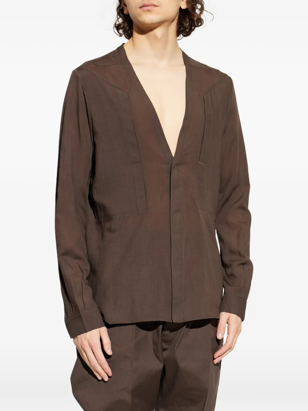Rick Owens Overhemd met V-hals Bruin