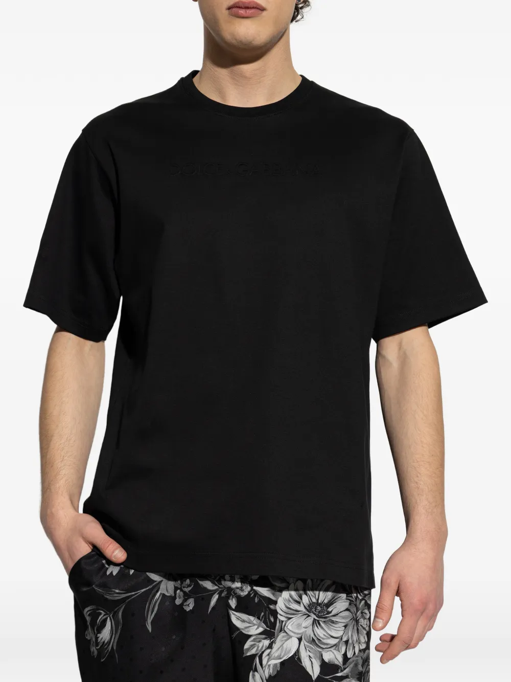 Dolce & Gabbana T-shirt met reliëf Zwart