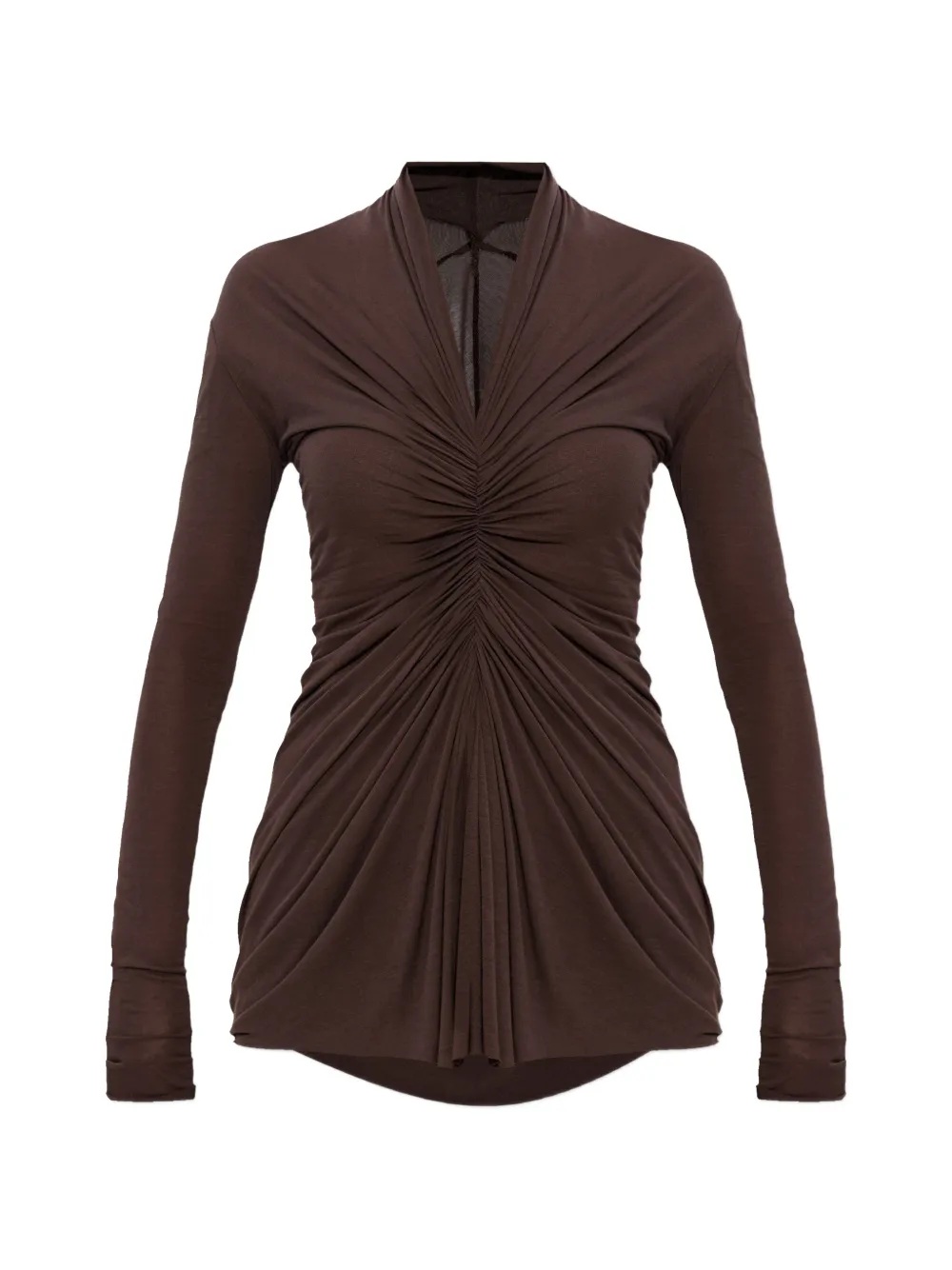 Rick Owens draped V-neck top - Marrone