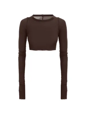 Rick Owens long-sleeve Crop Top | Brown | FARFETCH