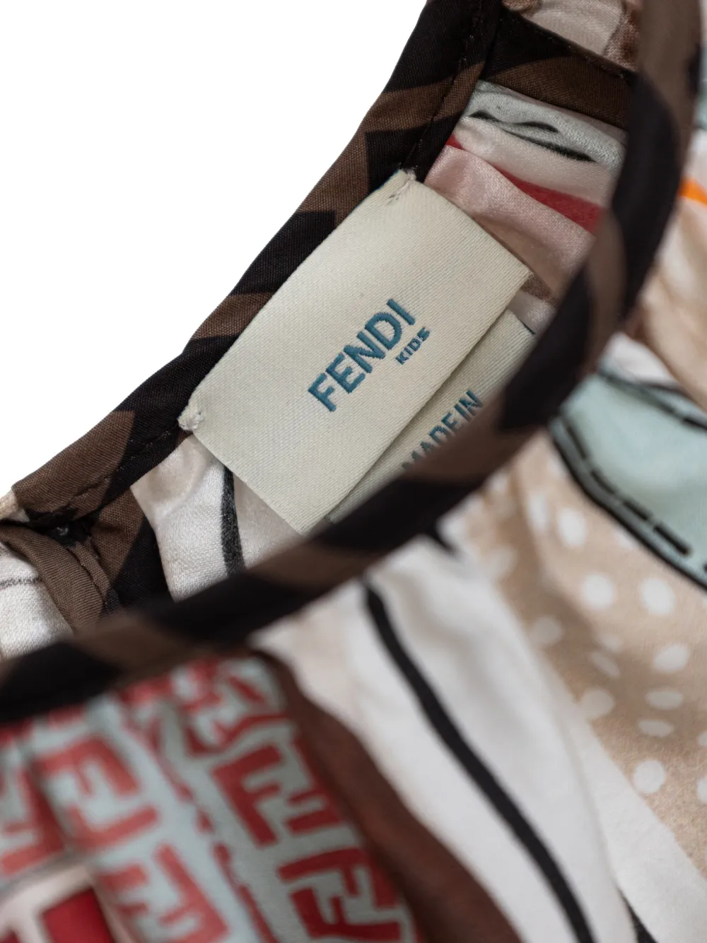 Fendi Kids Jurk met paardenprint en ruches Beige