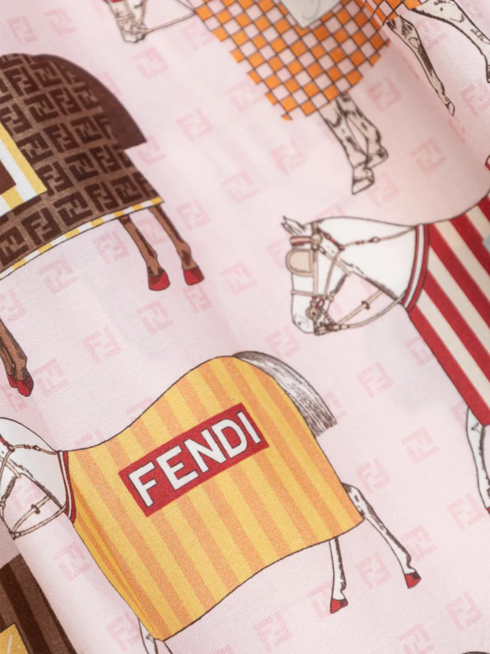 Fendi Kids Jurk met paardenprint en ruches Beige