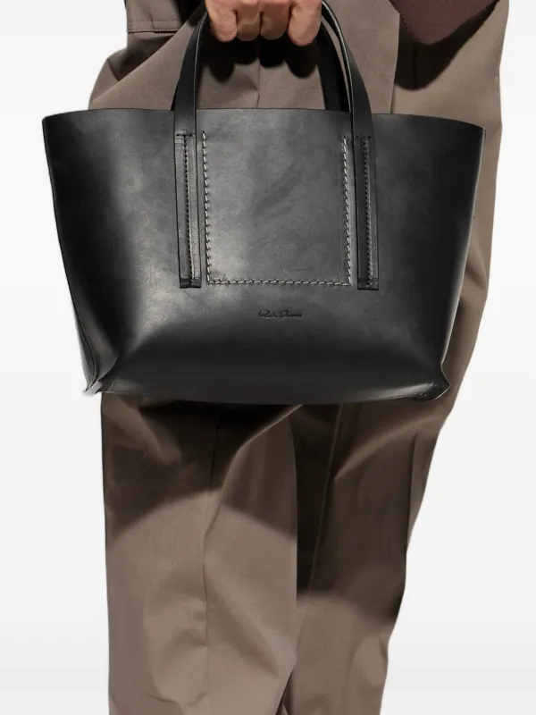 極希少✨　Rick Owens シグネチャー　トートバッグ　ラムスキン　レザー Rick Owens トップステッチ ハンドバッグ | ブラック | FARFETCH JP