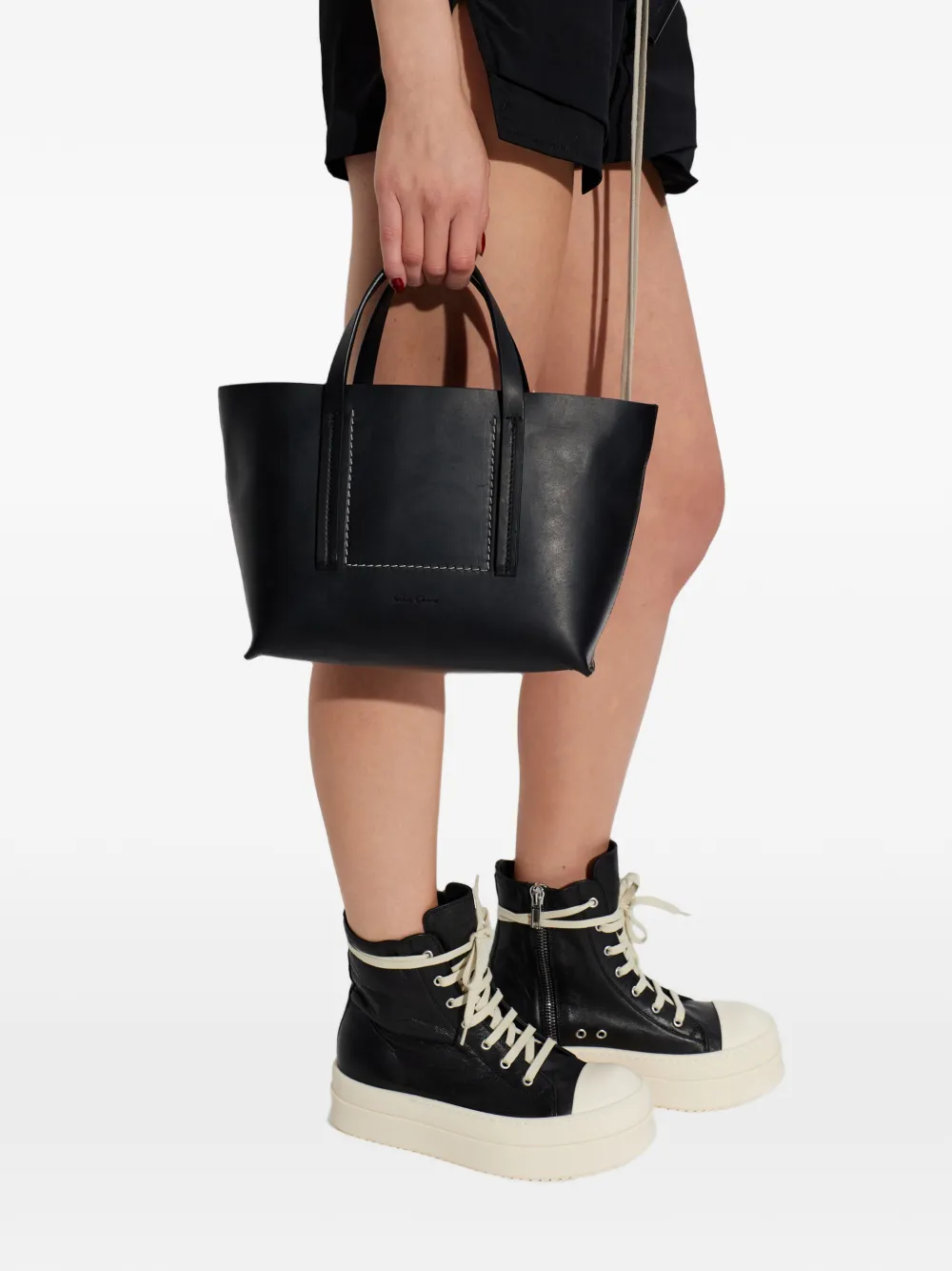 Rick Owens トップステッチ ハンドバッグ | ブラック | FARFETCH JP