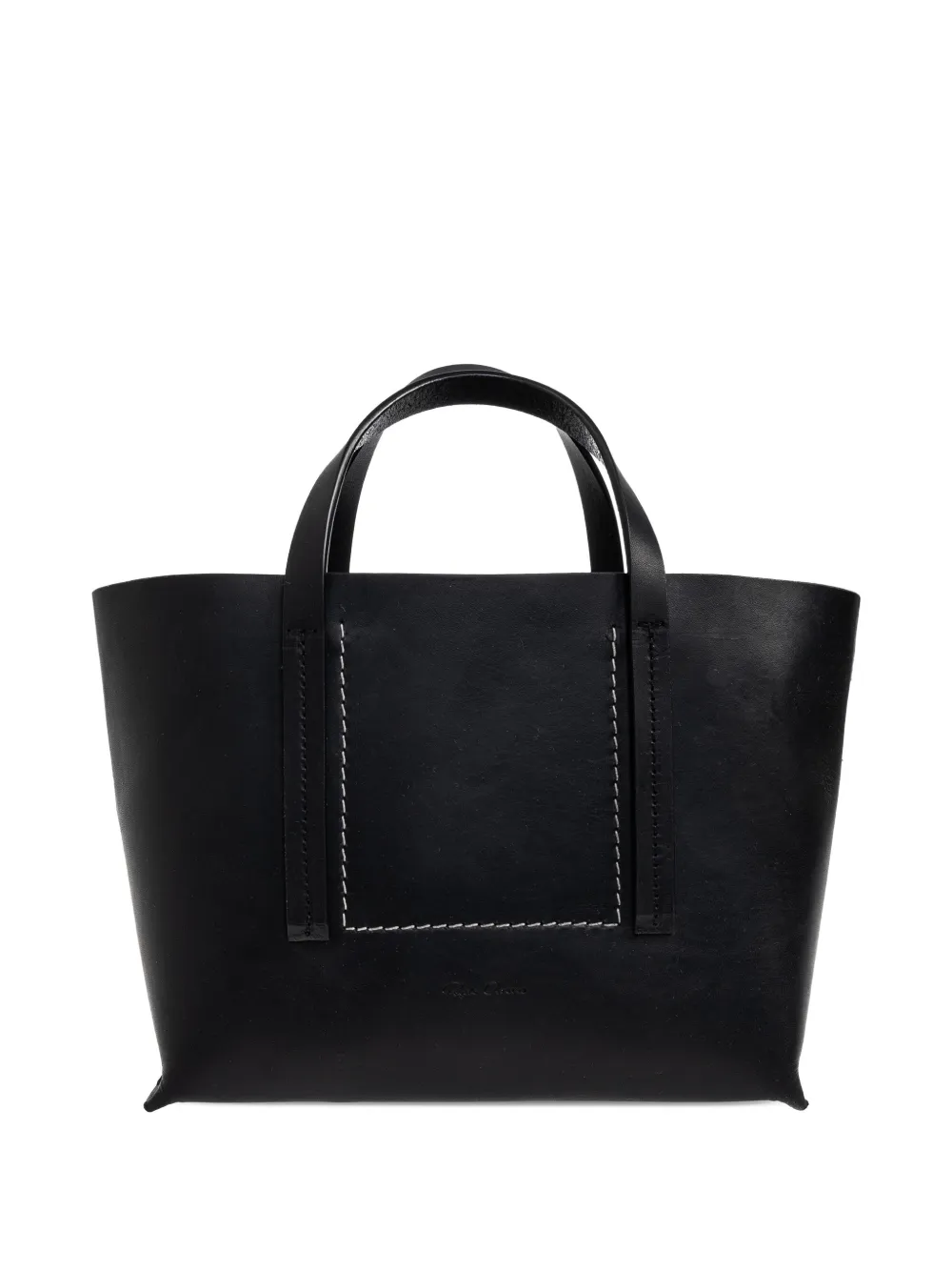 Rick Owens topstitch leather tote bag - Nero