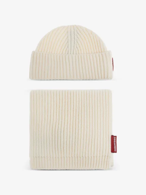 DSQUARED2 set de gorro tejido con parche del logo