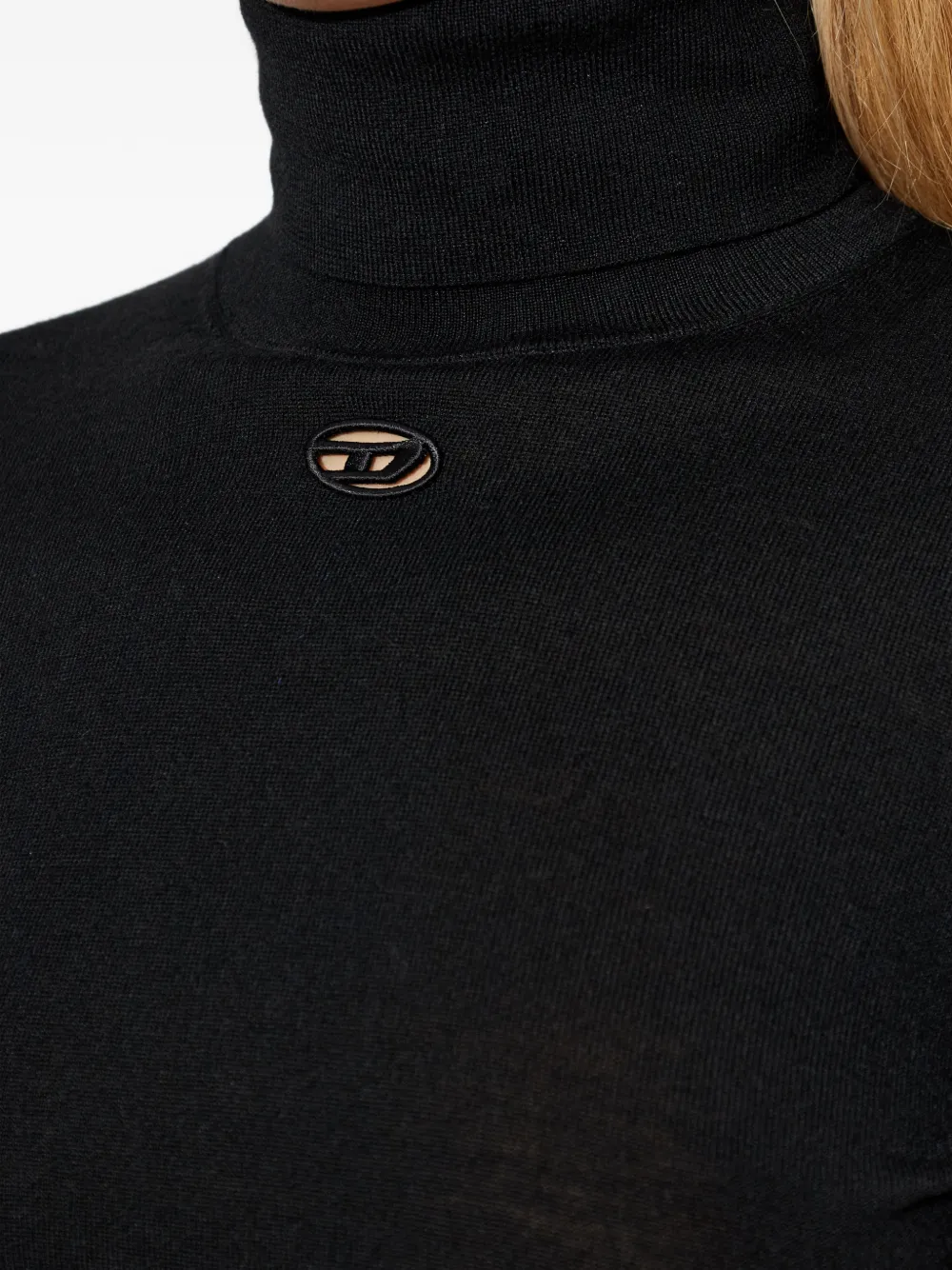 Diesel M-Alinesa midi-jurk met col en logo Zwart