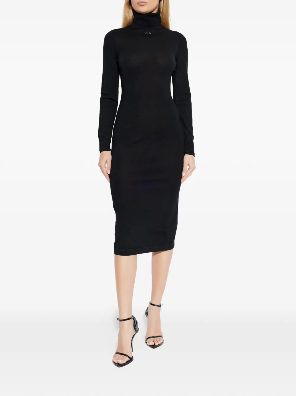 Diesel M-Alinesa midi-jurk met col en logo Zwart