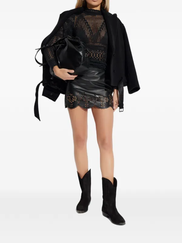 ISABEL MARANT フローラル レーザーカット スカート | ブラック