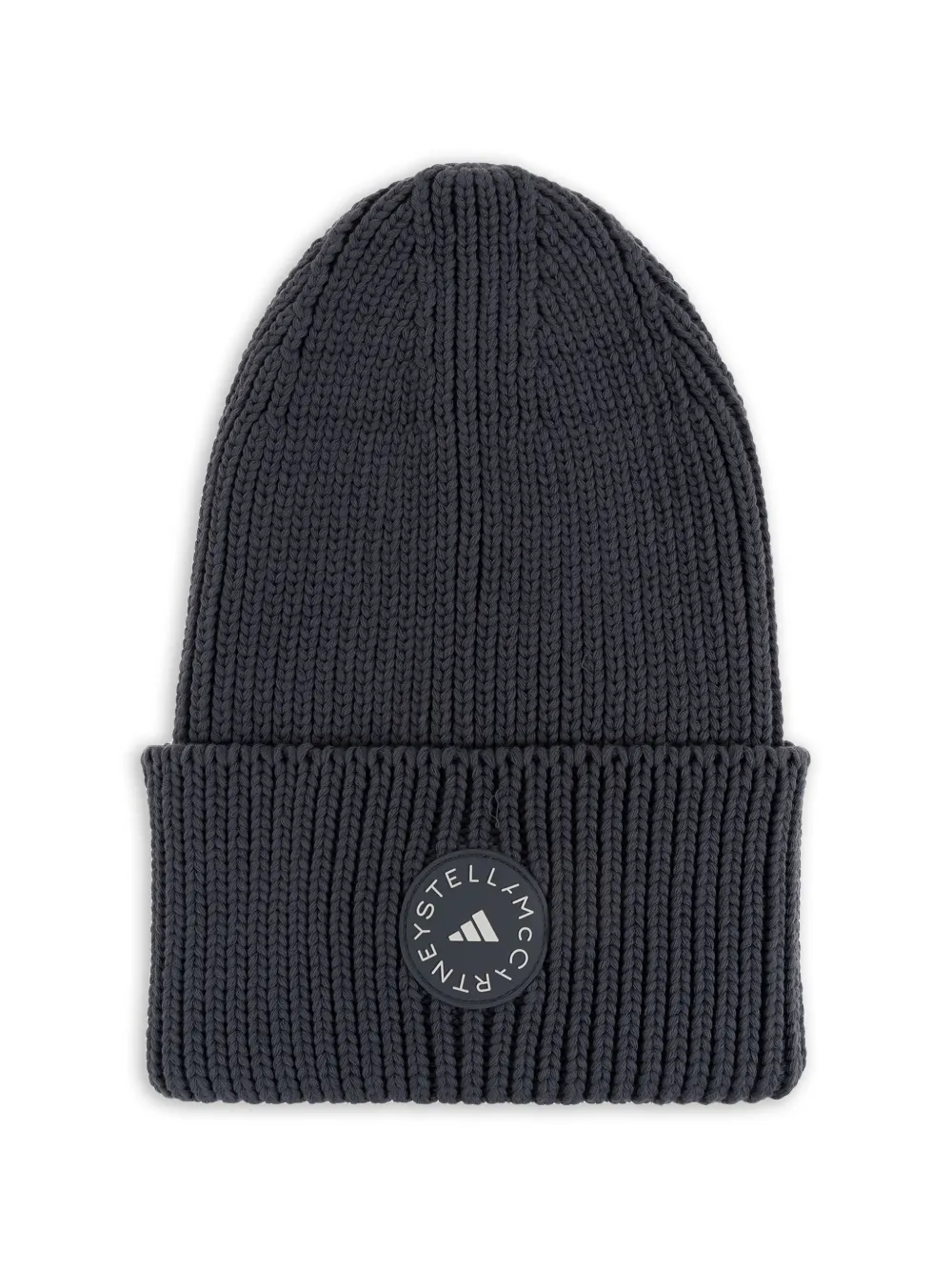 adidas by Stella McCartney ribbed logo-patch beanie hat - Grigio