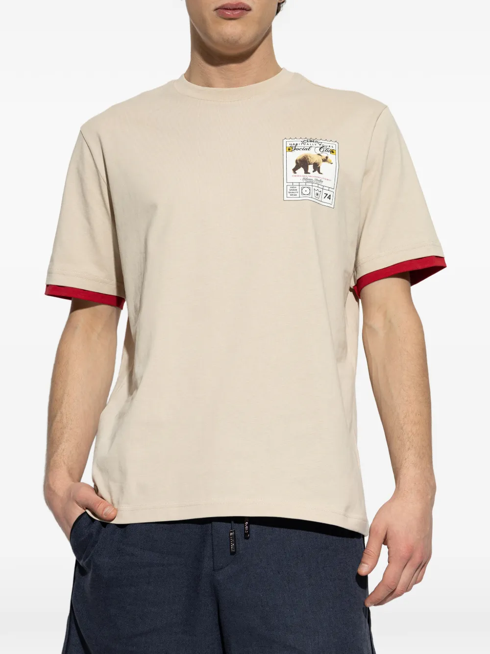  Iceberg Printed Ringer T-shirt - Neutrals 