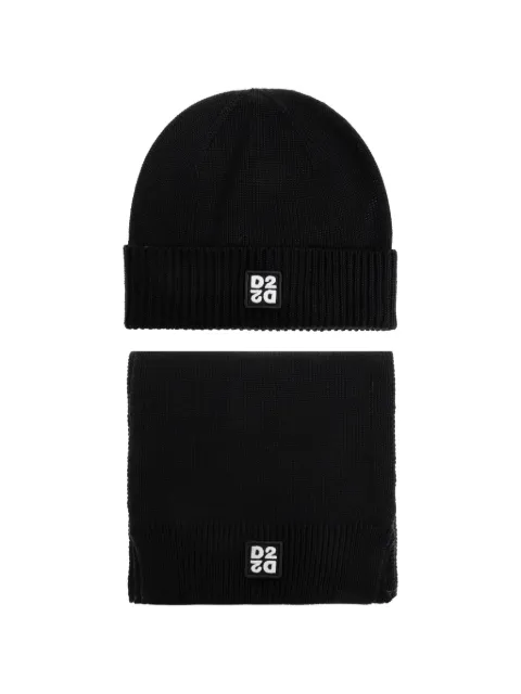 DSQUARED2 logo-patch beanie hat set