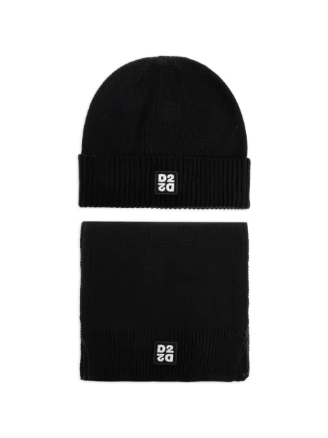 DSQUARED2 logo-patch beanie hat set