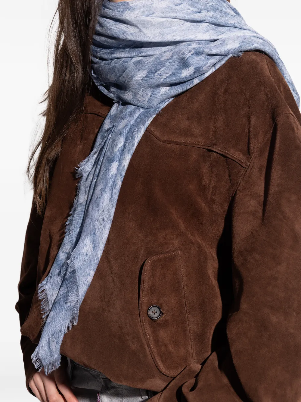 DSQUARED2 Sjaal met franje en patroon Blauw