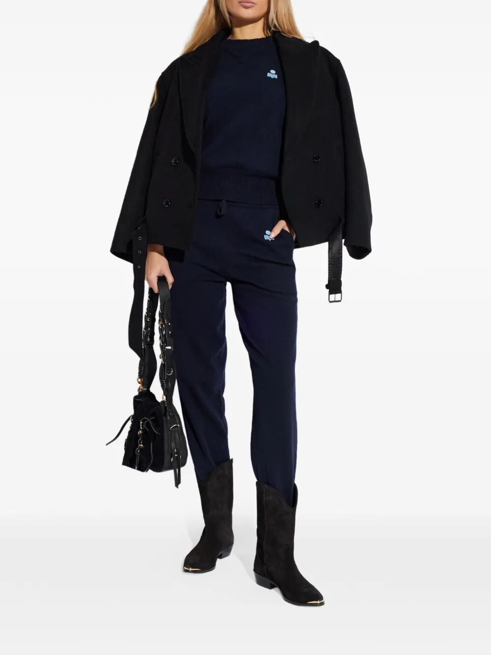 MARANT ÉTOILE drawstring embroidered trousers - Blu