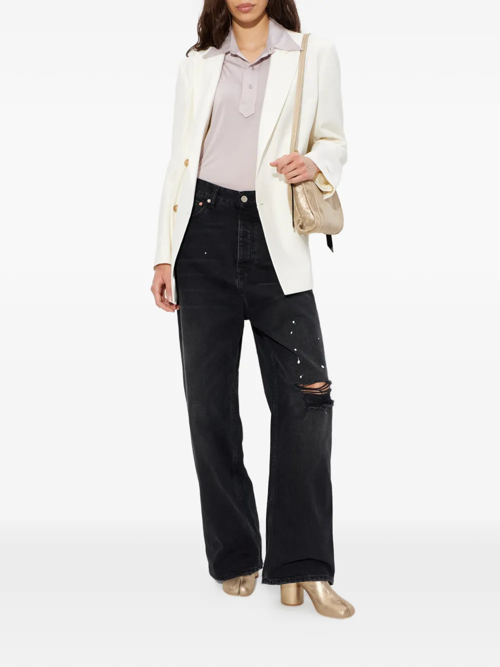  Maison Margiela Buttoned Polo Top - Neutrals 