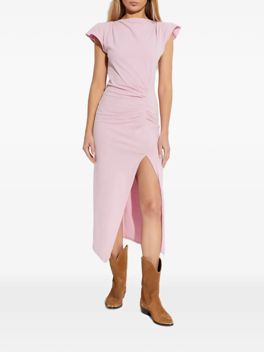 ISABEL MARANT Nadela midi-jurk met ruches en split Roze