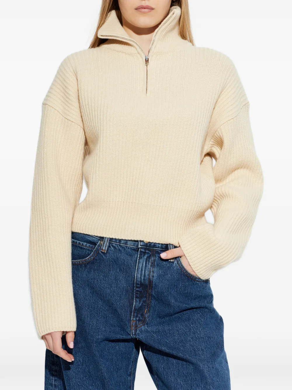  A.p.c. Pull à Col Montant Zippé - Blanc 