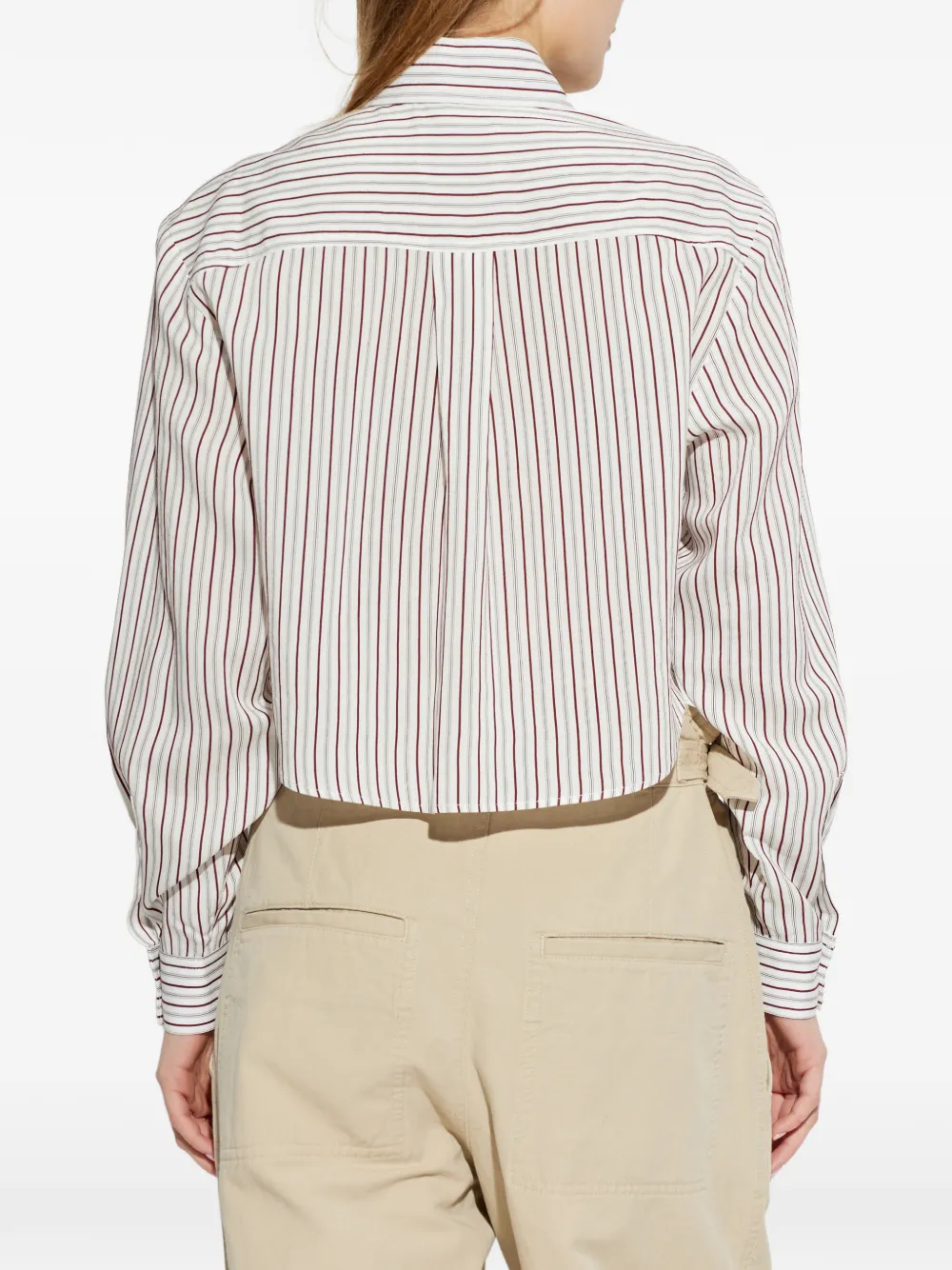 ISABEL MARANT Fleora gestreepte cropped blouse Wit