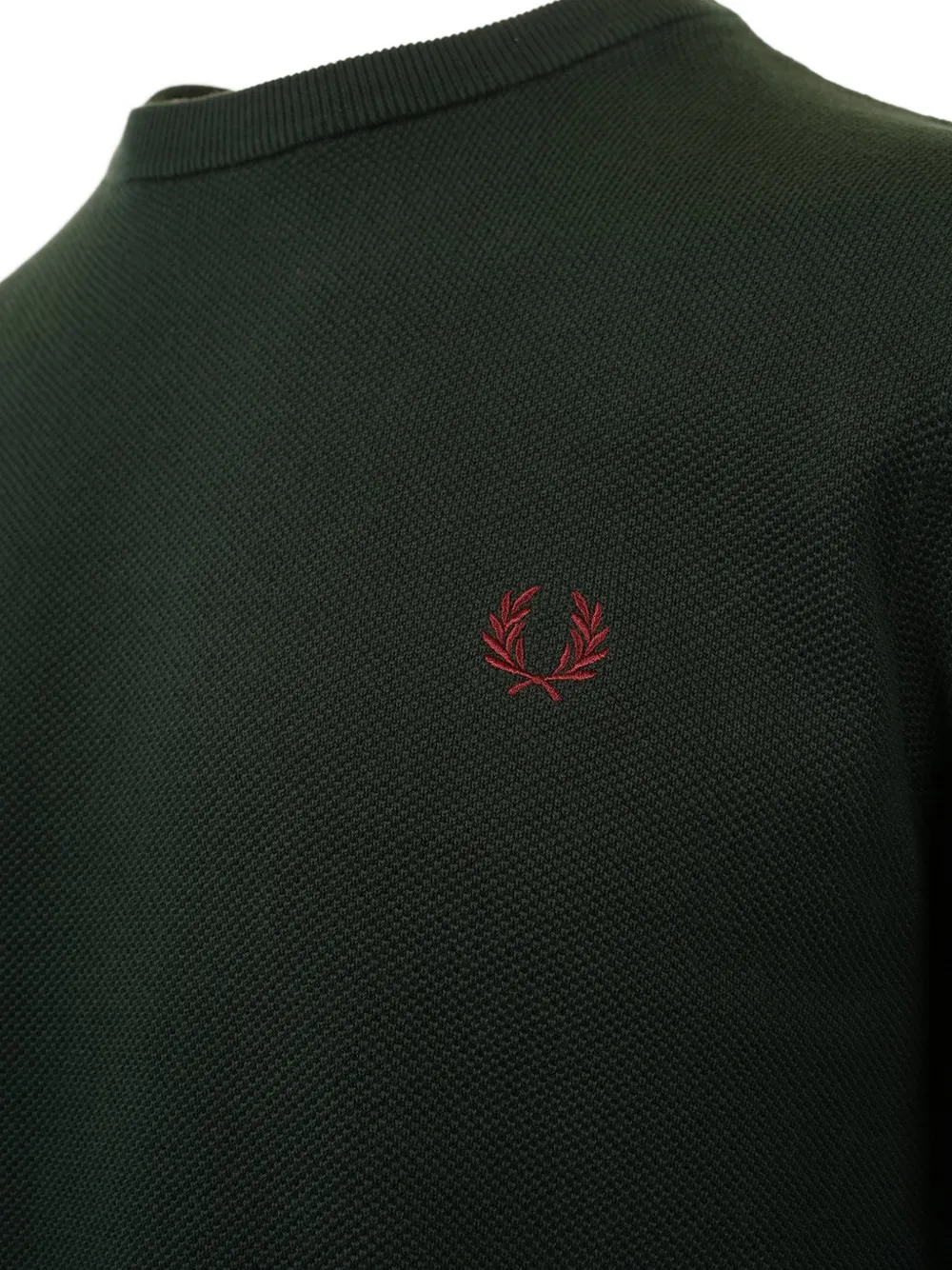  Fred Perry Embroidered Crew-neck Sweater - Green 