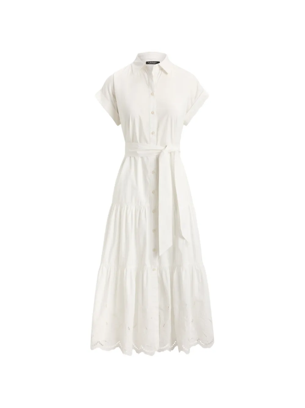 Lauren Ralph Lauren broderie-anglaise tiered dress - Bianco