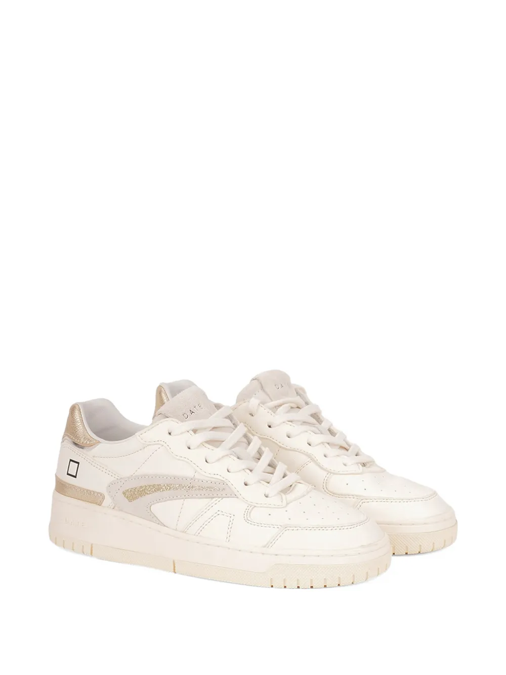 D.A.T.E. Torneo glitter-panelled leather sneakers Wit