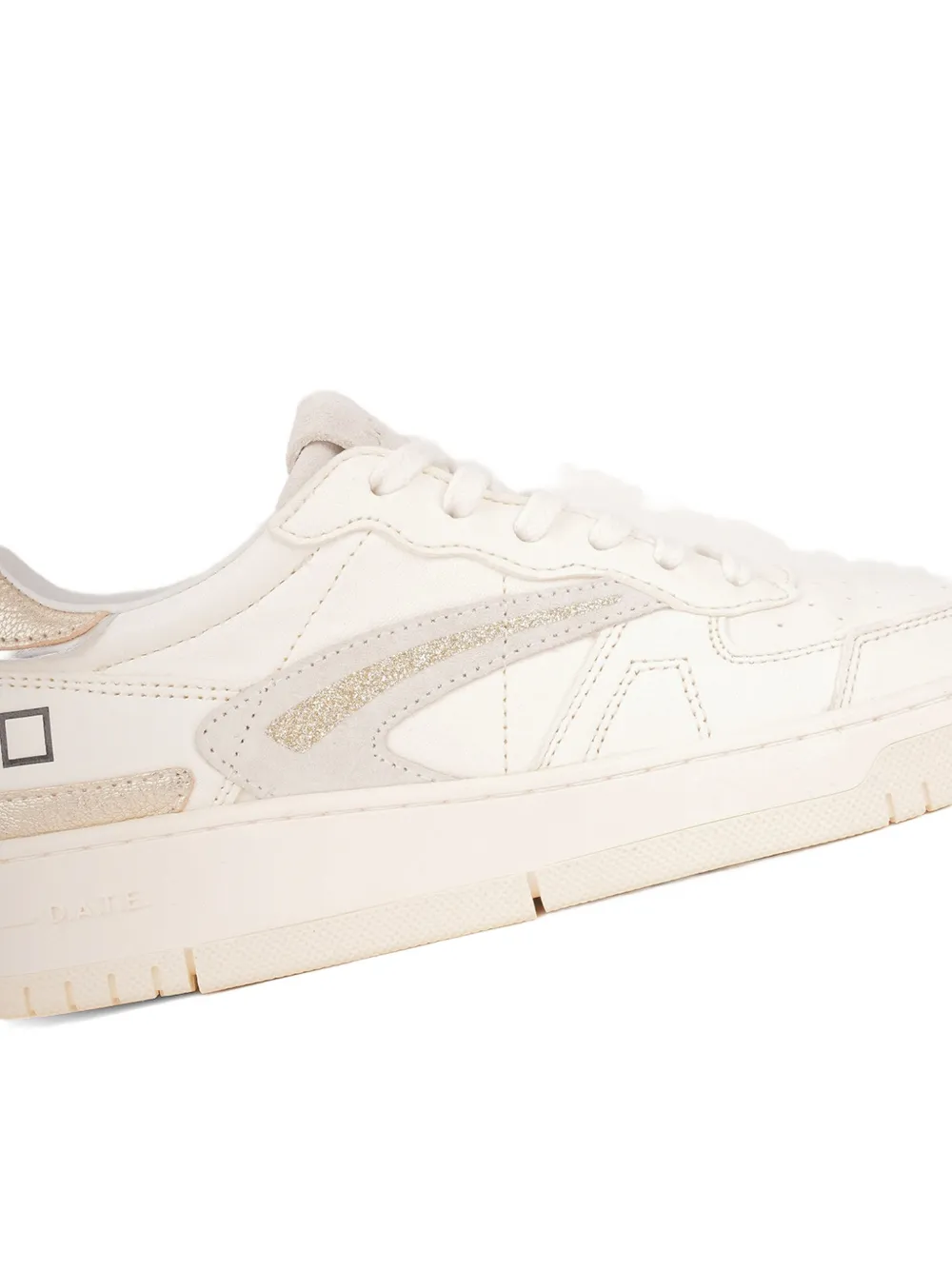 D.A.T.E. Torneo glitter-panelled leather sneakers Wit