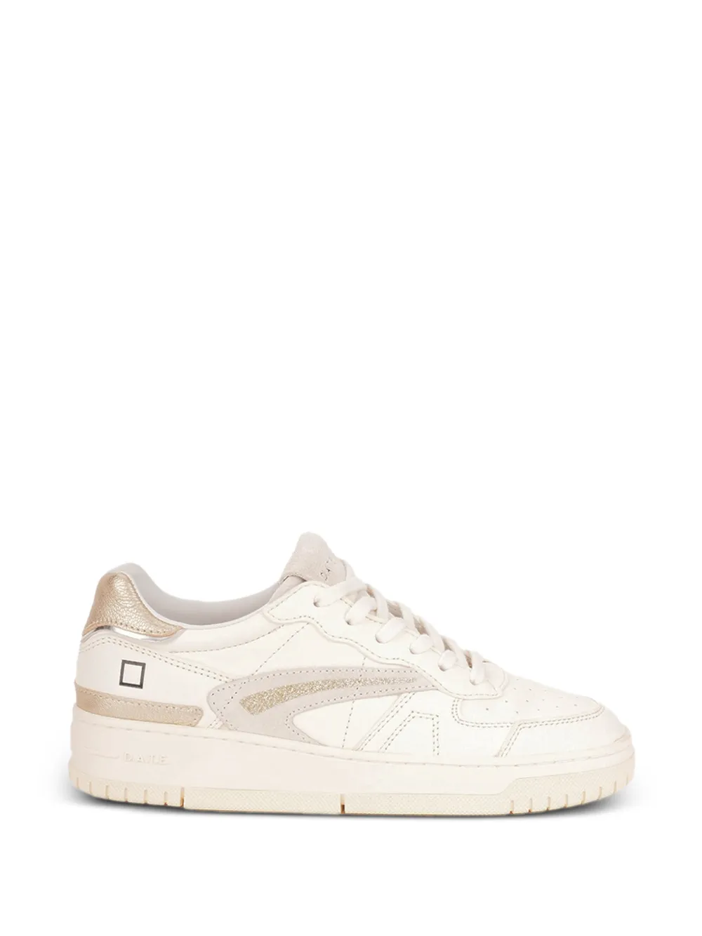 D.A.T.E. Torneo glitter-panelled leather sneakers Wit