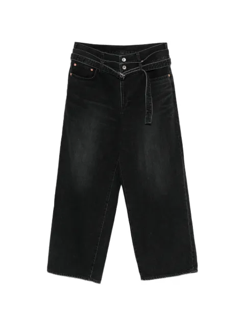 sacai pantalones vaqueros con cinturón