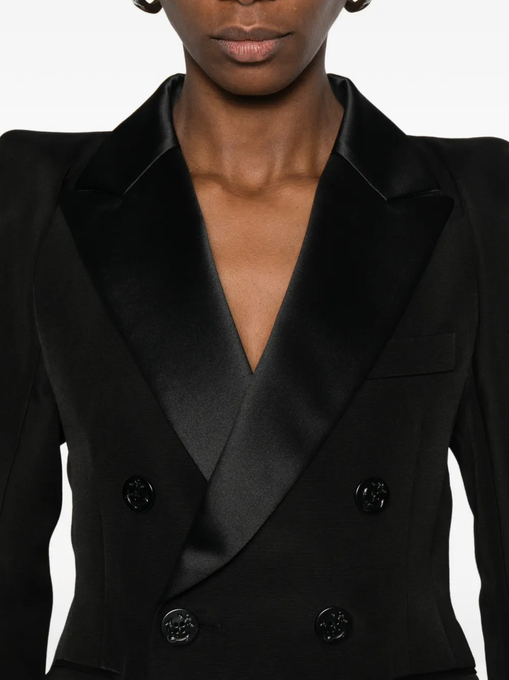 Sacai double-breasted Cropped Jacket | Black | FARFETCH RO
