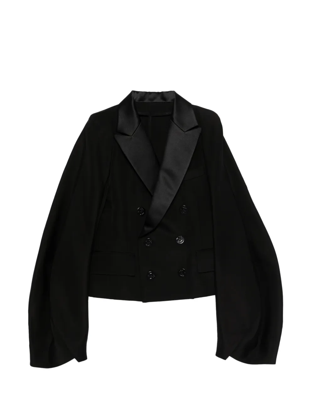 sacai double-breasted cropped jacket - Nero