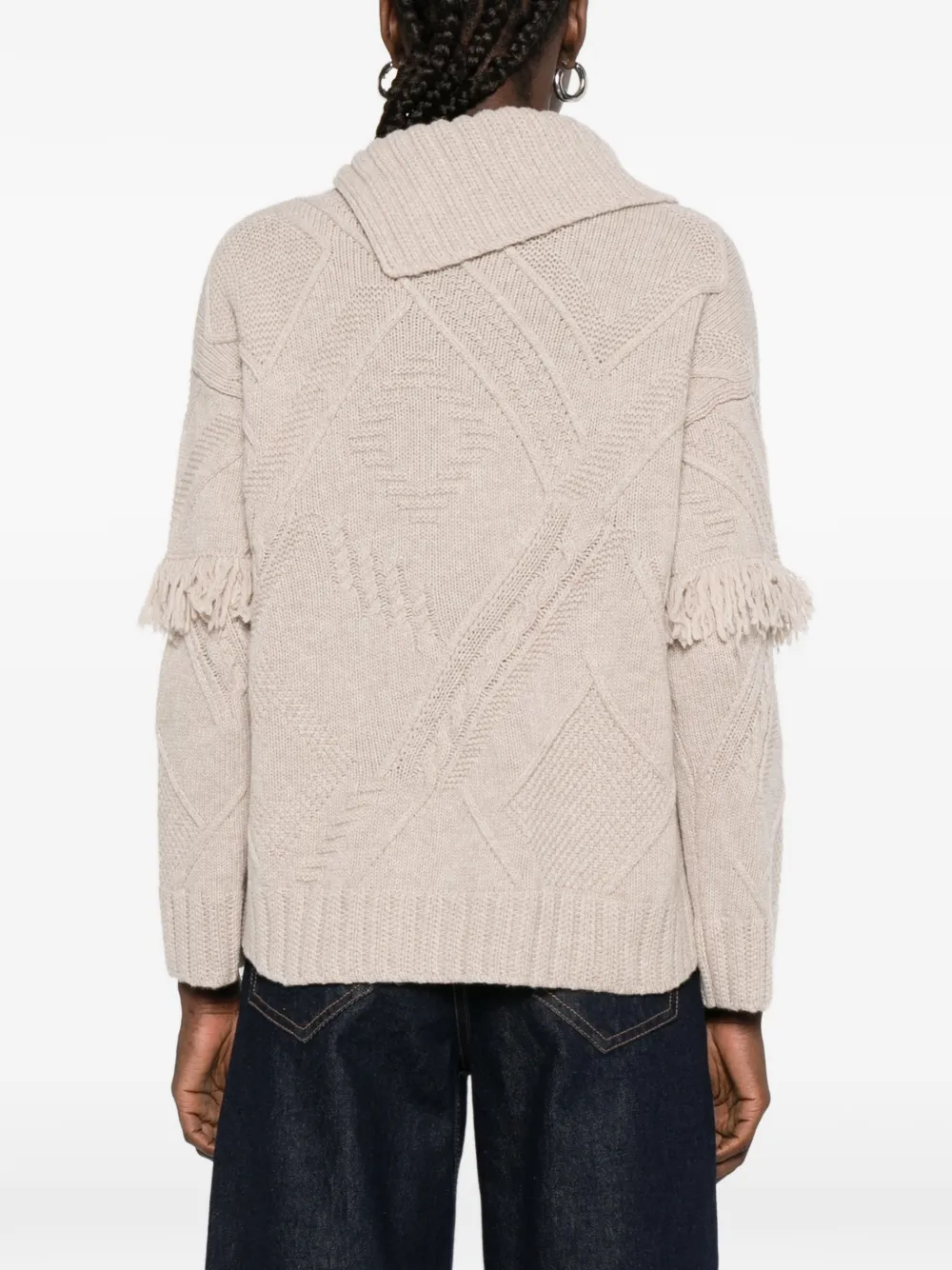 Max Mara Mastro trui met franje Beige