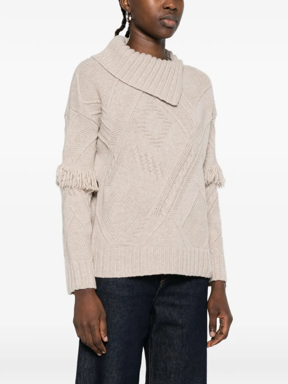 Max Mara Mastro trui met franje Beige